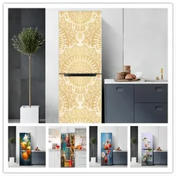 3D Wallpaper Black Gold Refrigerator Door Sticker Self Adhesive Waterproof Fridge Door Wrap Mural Cover Home Room Kitchen Decor