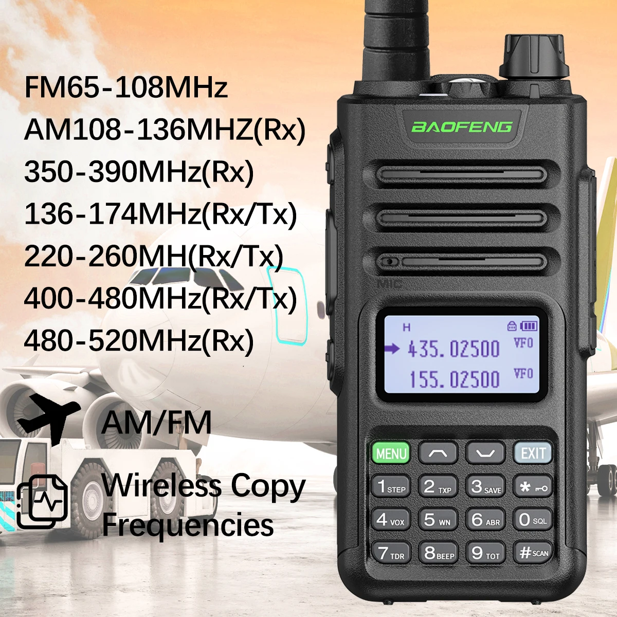 BaoFeng M-13 Pro Walkie Talkie Air Band Wireless Copy Frequency Type-C Charger Long Range Two Way Radio UV-K5 Ham Radio