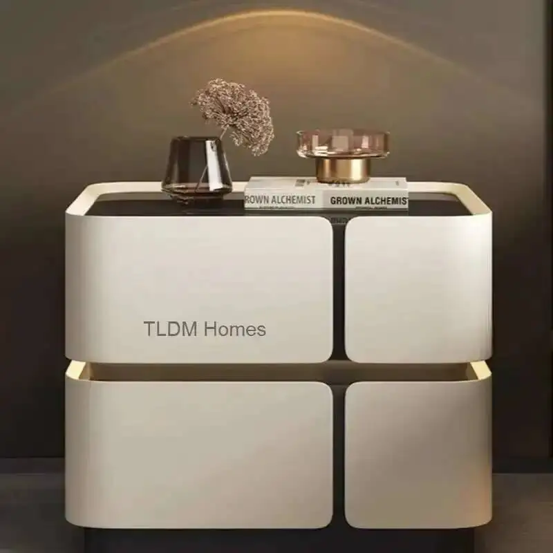 

Leather Luxury Solid Wood Bedside Tables High-end Nightstands Design Night Table Bedroom Bedside Table Bedroom Furniture