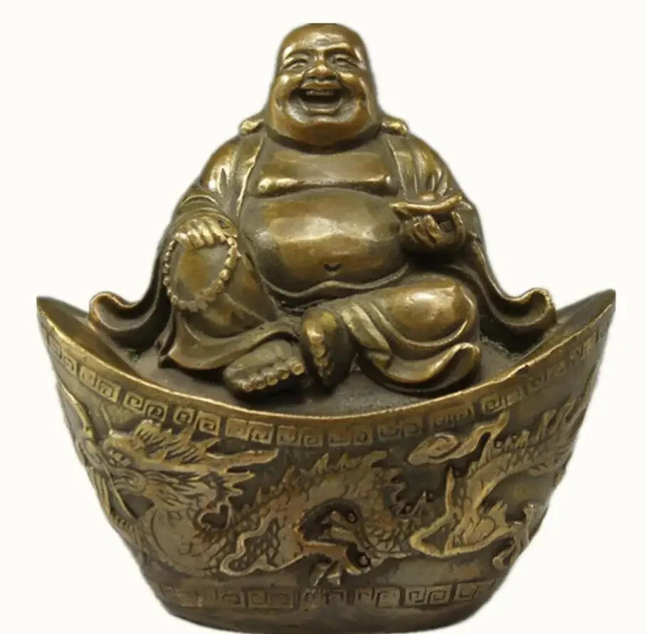 

Small copper Buddha Yuanbao Maitreya Buddha smile God of wealth craft gift ornaments