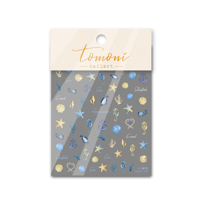1pcs Ocean Nail Art Stickers 5D Summer Starfish Seashell Nail Decals Decoration Parts Y2K Embossed Nail Supplies Manicure Slider