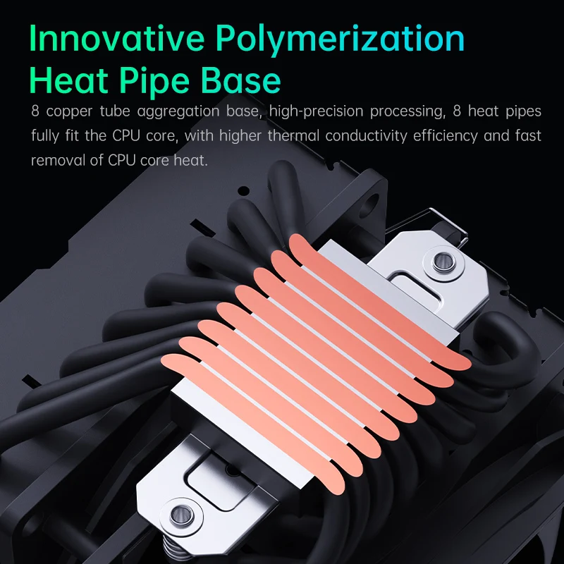 

2025 горячая распродажа SNOWMAN Высококачественный охладитель процессора с воздушным охлаждением RGB 8 тепловых трубок Радиатор 120 мм для охлаждающего вентилятора компьютера LGA 1700