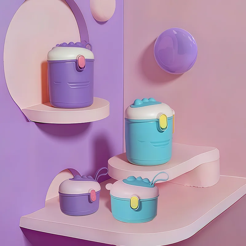 

Ящик для хранения детских закусок, портативный для еды в гостях, с ложкой и разделенными отделениями, подходит для путешествий и пикников.