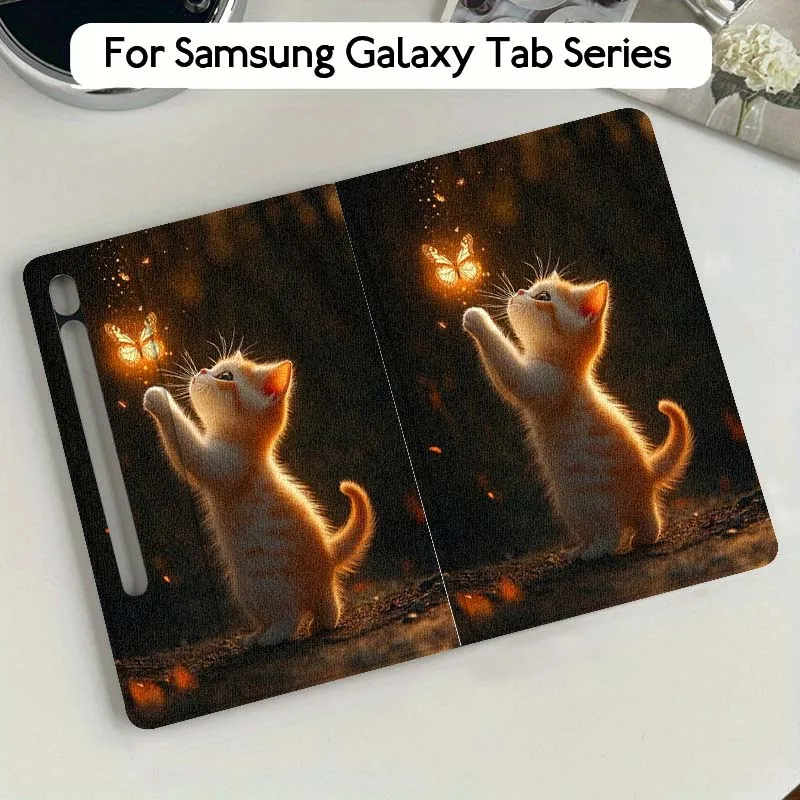 

Чехол для планшета Samsung Galaxy Tab S10 S9 S8 S7 FE Lite с рисунком кошки в стиле масляной живописи, мягкий, гибкий, с подставкой, подарок