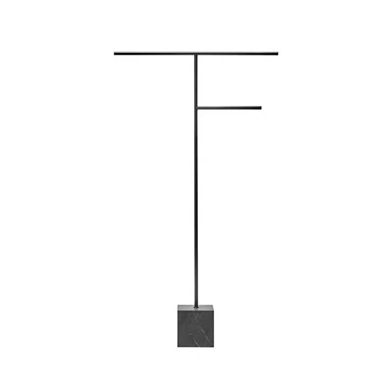 Nordic bathroom non-punching towel rack floor tissue rack light luxury marble storage rack black stainless steel rack