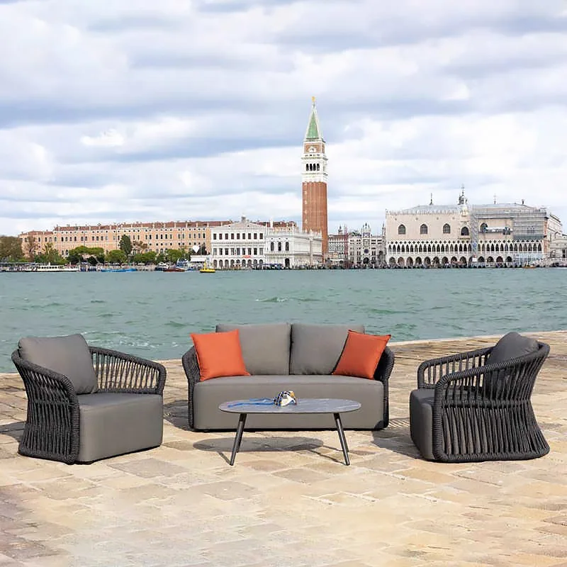 

Outdoor sofa balcony garden rattan chair courtyard villa rope weaving waterproof sunscreen leisure rattan sofa coffee