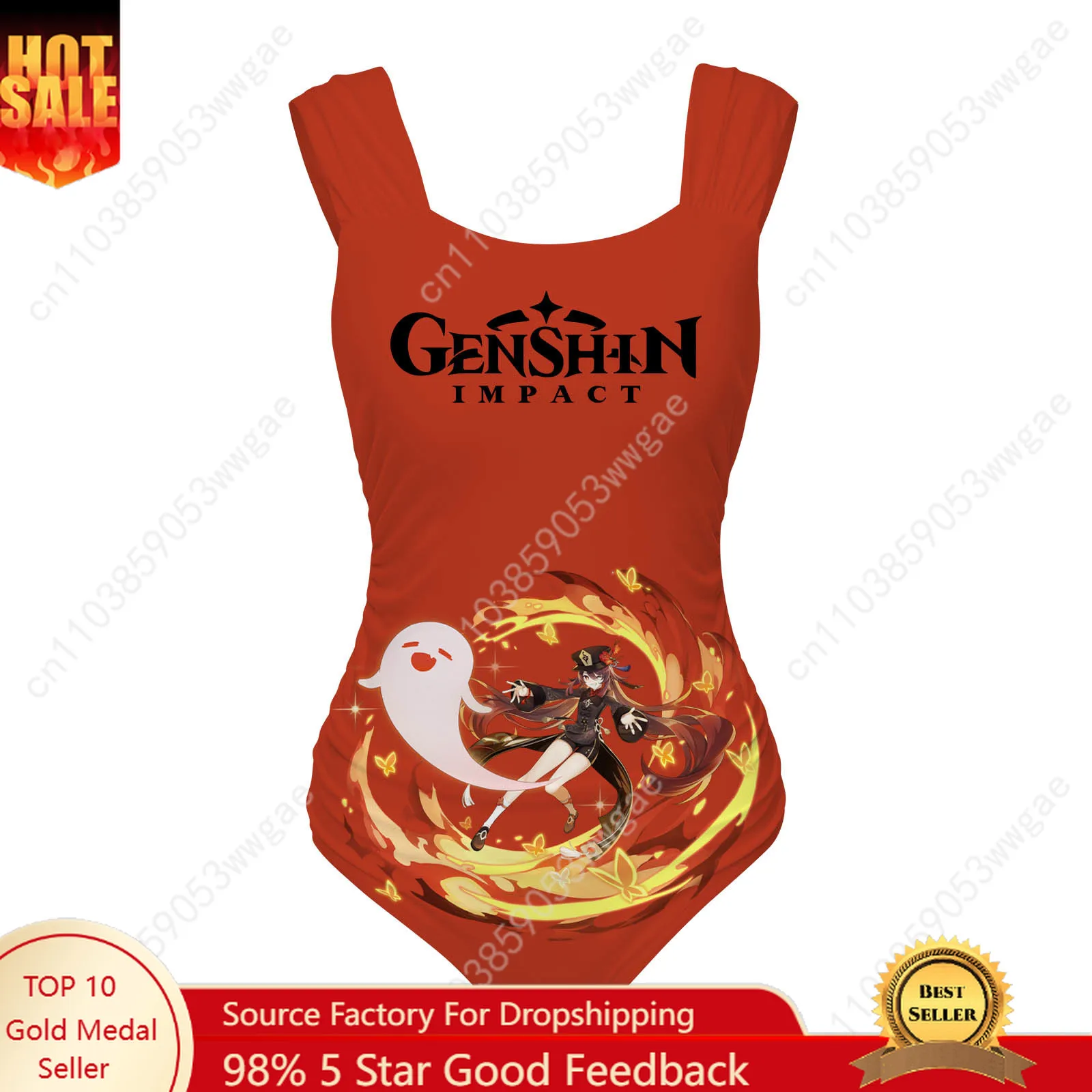 

Genshin Walnut One Piece Swimsuit Wide Strap Womens Bathing Suit Personalized Swimwear Beach Sexy Bikini Customized Beachwears