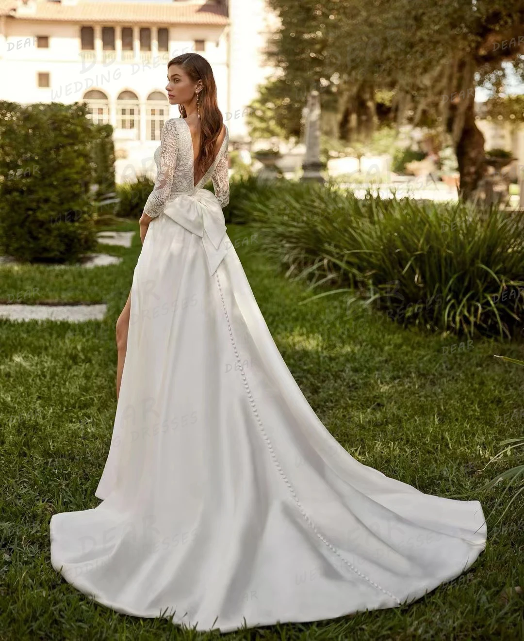 Vestidos De Novia De satén con apliques simples para mujer, vestidos De Novia formales bohemios, vestidos De Novia De manga larga, línea A, Sexy y elegante