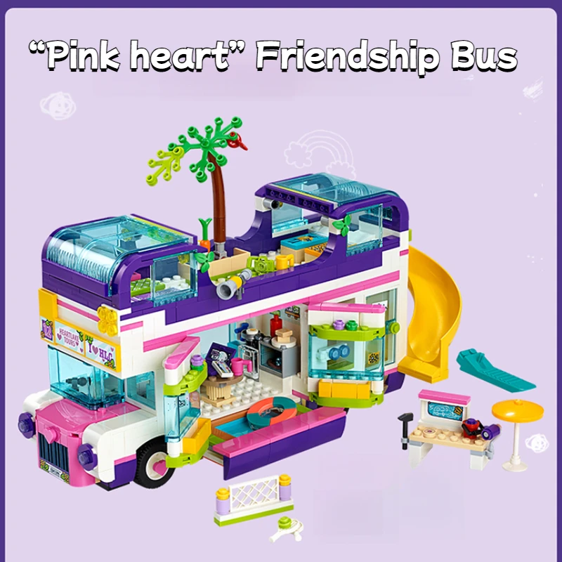 

Серия «Хороший друг», совместимая серия для девочек, автобус дружбы, детская сборка 41395, MOC, игрушечный строительный блок, подарок для кемпинга на открытом воздухе
