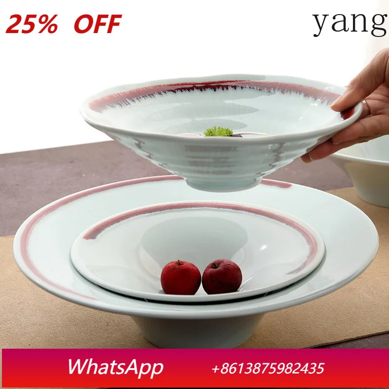 

LMM ceramic hat bowl pull horn bowl special tableware green glaze dessert bowl