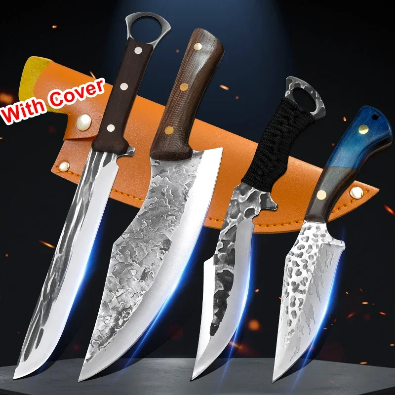 Handmade Kitchen Knives Butcher Meat Cleaver Fish Cutter Chopping Chef Knives Hiking Camping Barbecue Outdoor Survival Knife