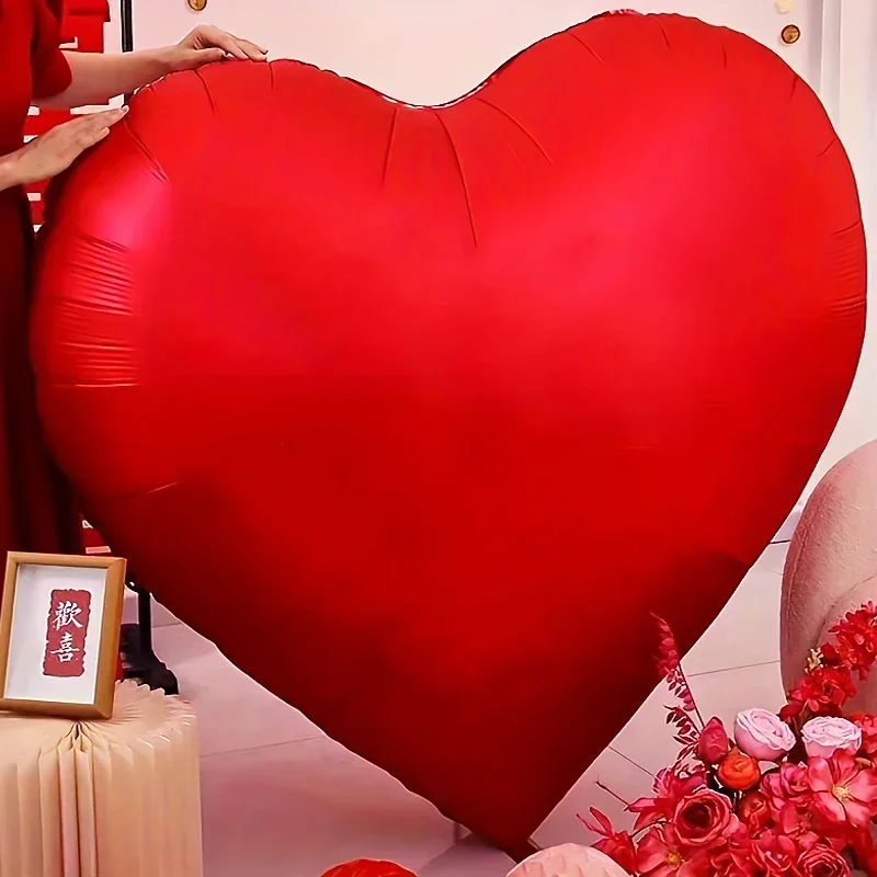 63Inch Large Love Balloons Giant Aluminum Film Red Heart Shaped Balloons for Birthday Valentine's Day Wedding Party Decoration