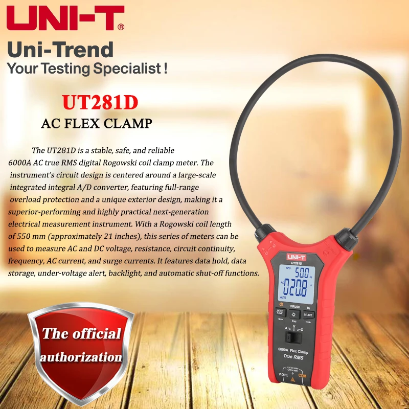 UNI-T UT281D 6000A True RMS Digital AC Flex Clamp / 6000A Surge Current / Data Storage / Coil Length 550mm