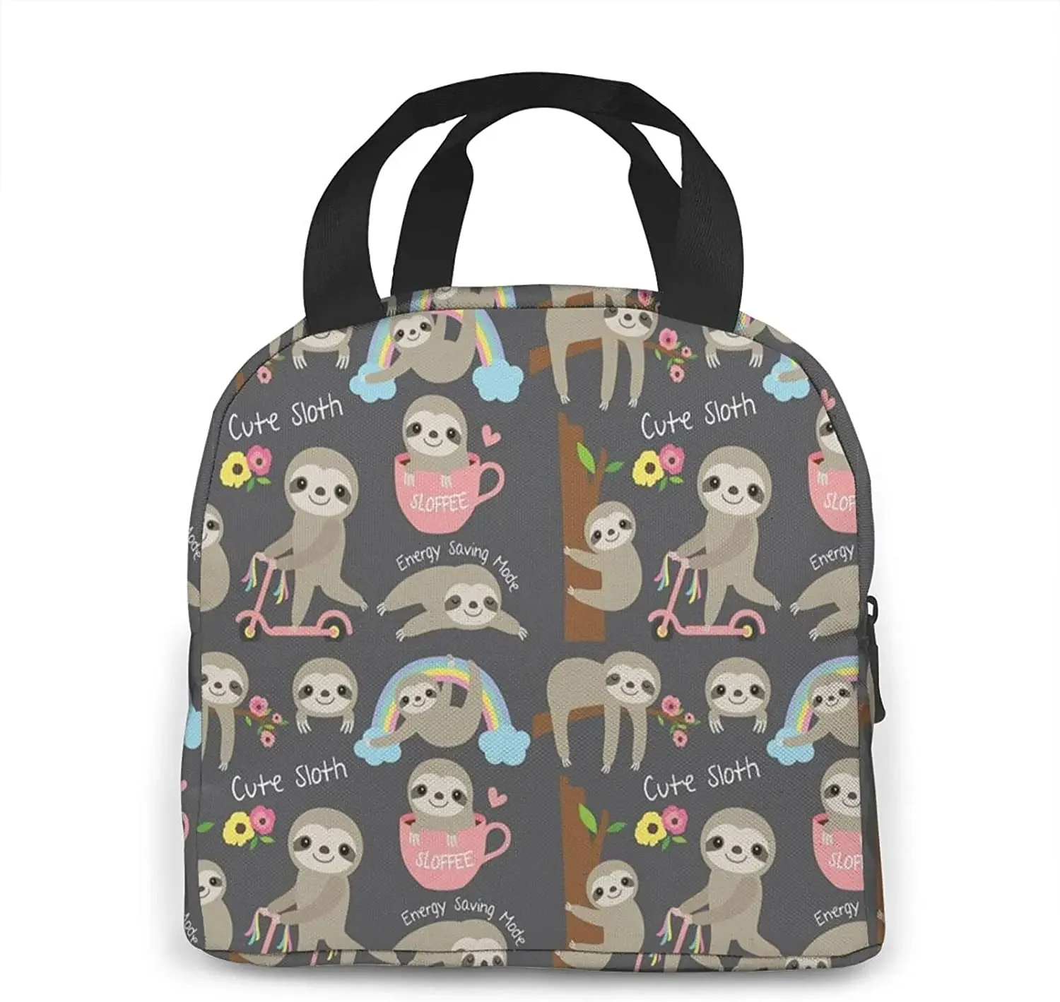 น่ารัก Sloth ถุงอาหารกลางวันฉนวนกล่องอาหารกลางวันแบบใช้ซ้ําได้ Cooler Tote กระเป๋าสําหรับผู้หญิงผู้ชายทํางานปิกนิกกลางแจ้ง