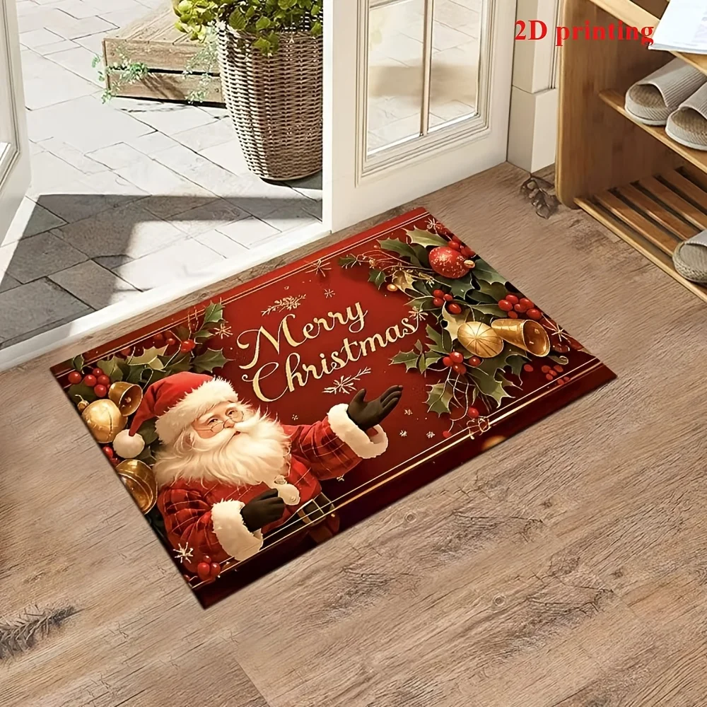 Festive Glowing Snow Motif Floor Rug Decorative Non Slip Door Mat Versatile Accent For Gym Dance Studio Lounge Room
