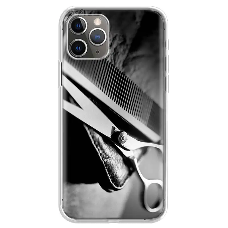 Hair Stylist Scissors Brush switch Phone Case For iPhone 17 Air 11 13 Mini 14 15 Plus 16 12 Pro Max 16E SE 7 8 Pattern Soft TPU