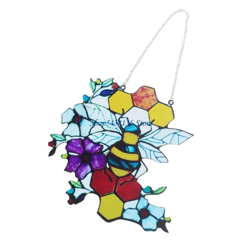 H7ED Flowers for Bumblebee Ornament Pendant Wall Decoration Hanging Craft Wind Spinner Bedroom Wall Art Handcrafte