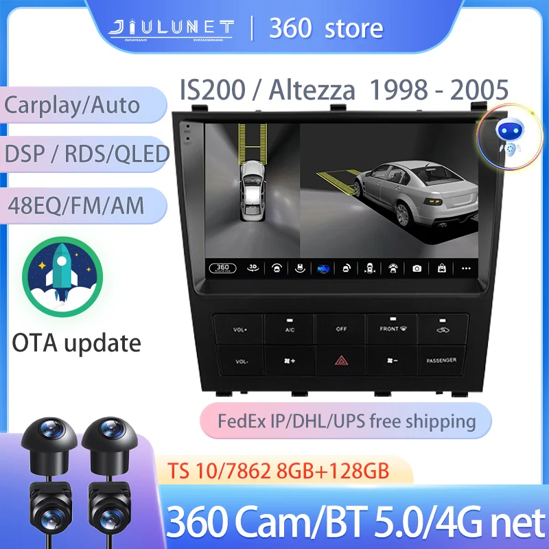 

JIULUNET Smart Stereo Android Auto 360 Cam радио для Lexus IS200 XE10 1999 - 2005 для Toyota Altezza XE10 1998 - 2005 мультимедиа