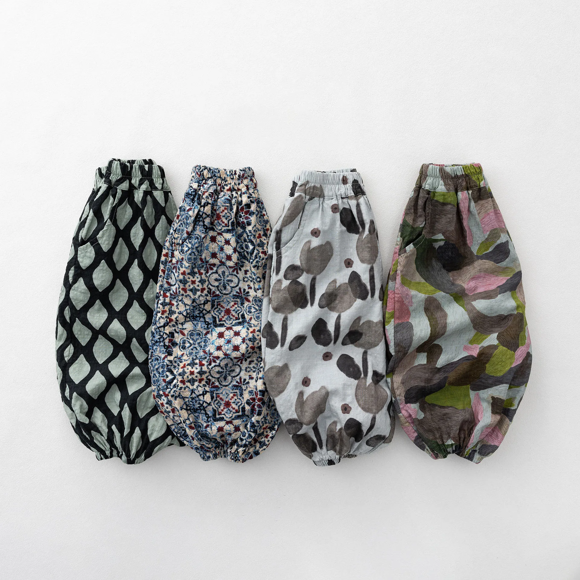 Kids Floral Printed Trousers Summer Breathable Anti-Mosquito Pants Baby Boys Girls Casual Loose Harem Pants