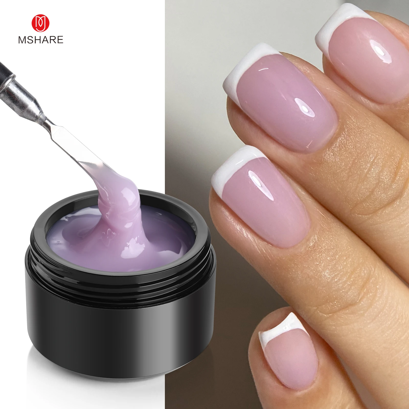 MSHARE 50 ml Natural Nails Gel Builder Nalil Tpo Free Selbstnivellierendes Gel für die Nagelverlängerungskonstruktion Pink Shade UV-LED-Gel