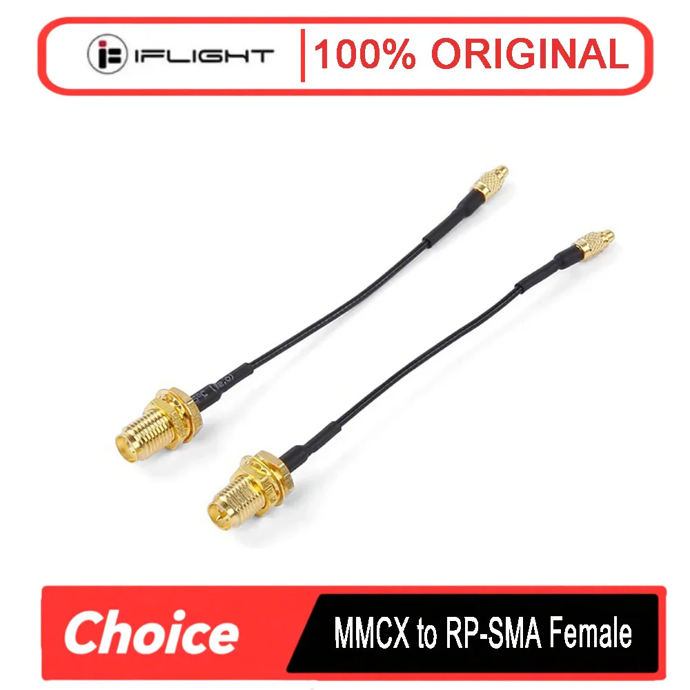 

IFlight MMCX to RP-SMA straight inner hole inner needle 5.8GS.BUS image transmission RF cable for FPV Racing Drone