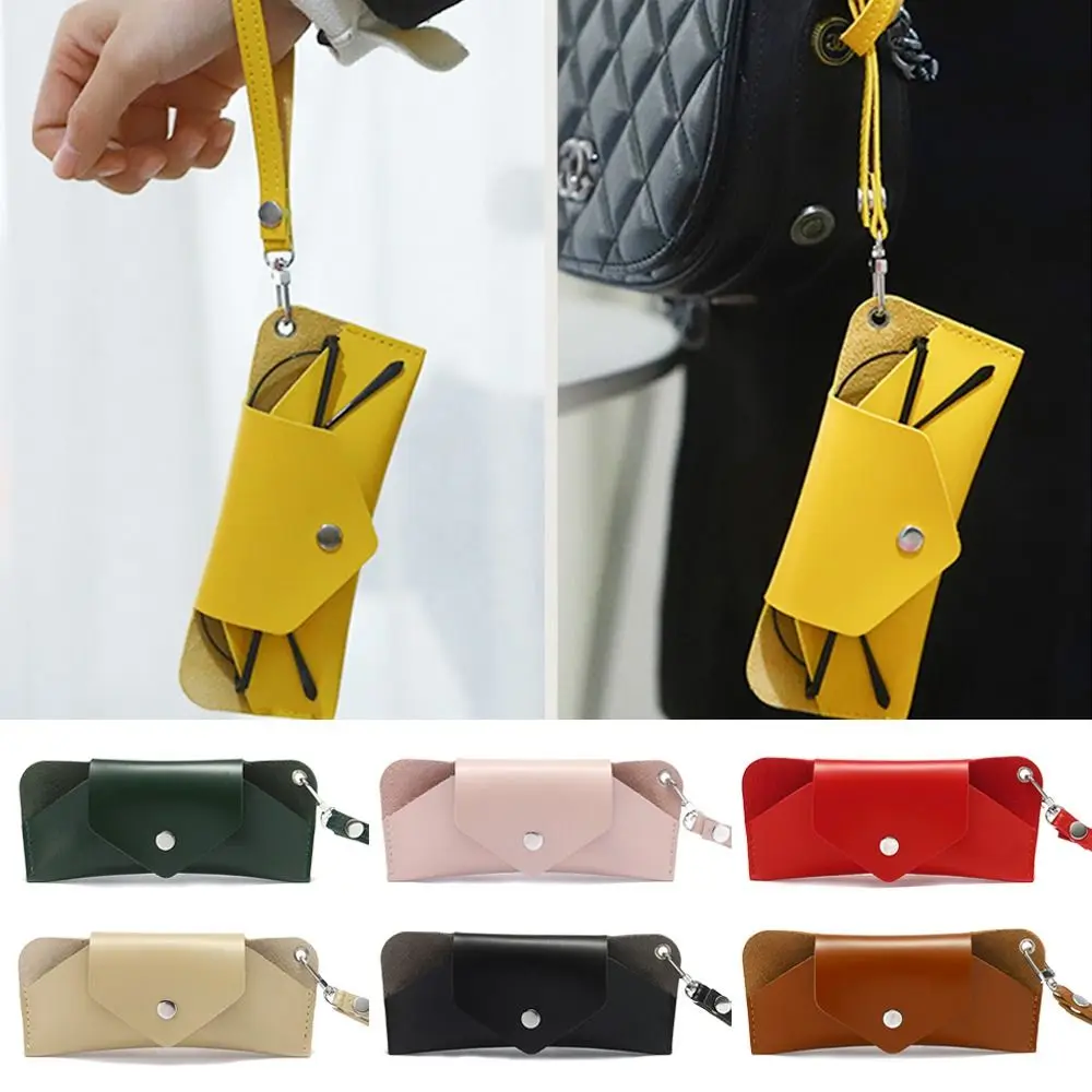 PU Leather Handmade Glasses Bag Sunglasses Case Portable Myopia Protector Simple Hanging Wrist Storage Box