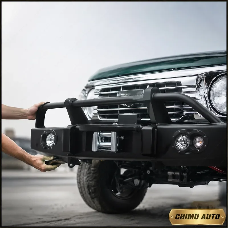 【CHIMU AUTO】 High Strength Steel Rear Bumper for Nissan Patrol Y60 1987-1996 4x4 Offroad Body Kit Black