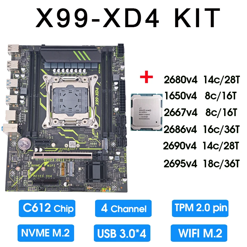X99 TPM 2.0 Motherboard Xeon Kit E5 2680 2690 2695 2667 2696 2686