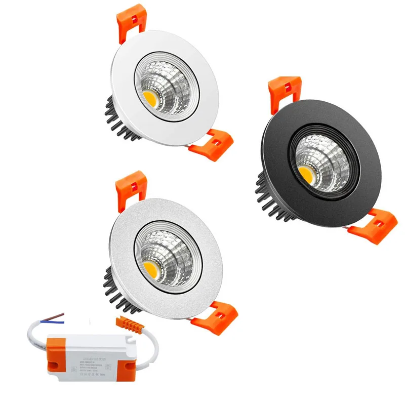 

Dimmable Recessed COB LED Downlights 5W 9W Angle Adjustable LED Ceiling Spot Lights AC85~265V LED Ceiling Lamps Indoor Lighting