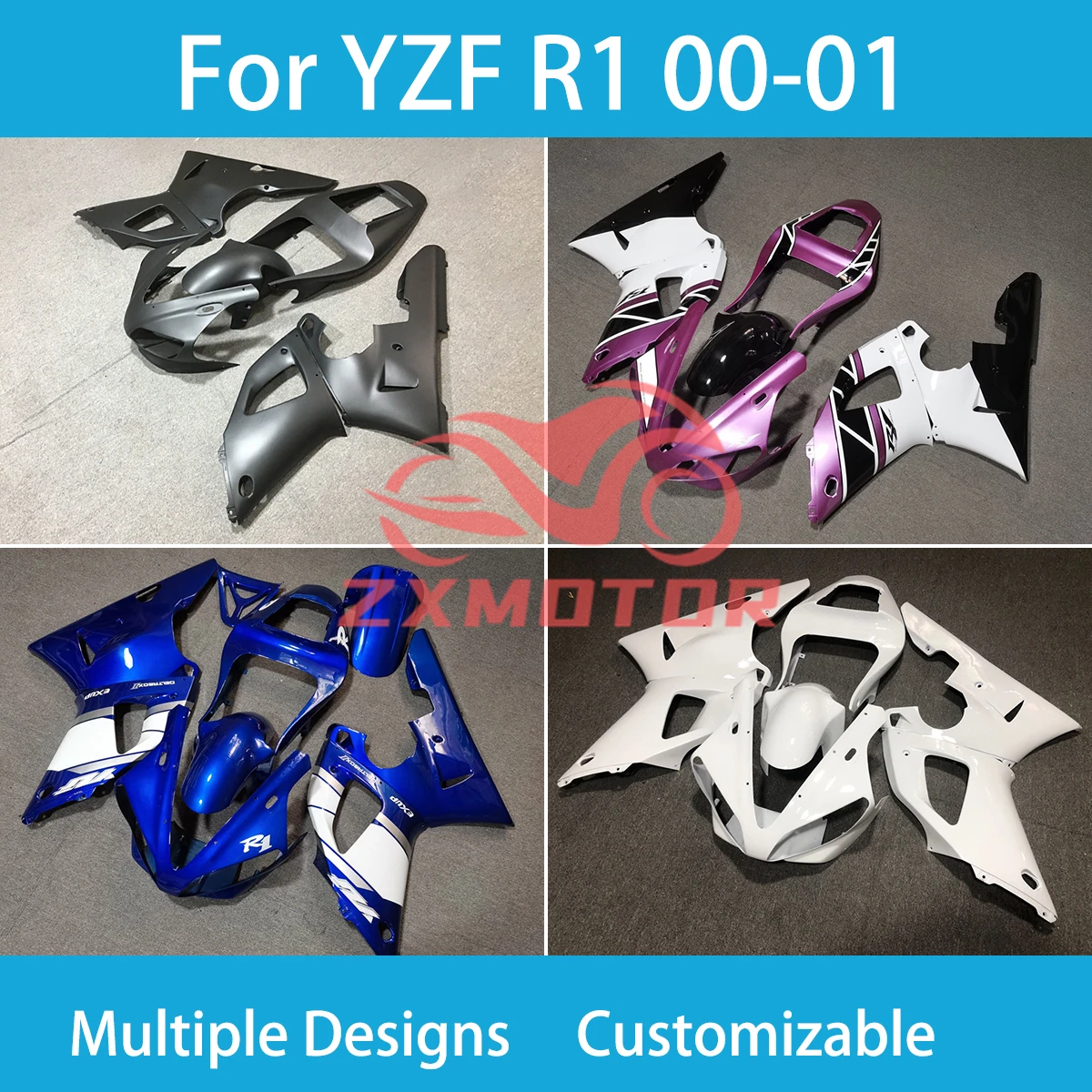 Injection Fairings for Yamaha YZF R1 2000 2001 ABS Plastic  Prime Aftermarket Motorcycle Customizable Fairing Kit R 1 00 01