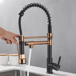 Tianview-grifo de cocina extraíble de cobre completo para baño, purificación de agua, doble salida, fregadero frío y caliente, grifo de resorte