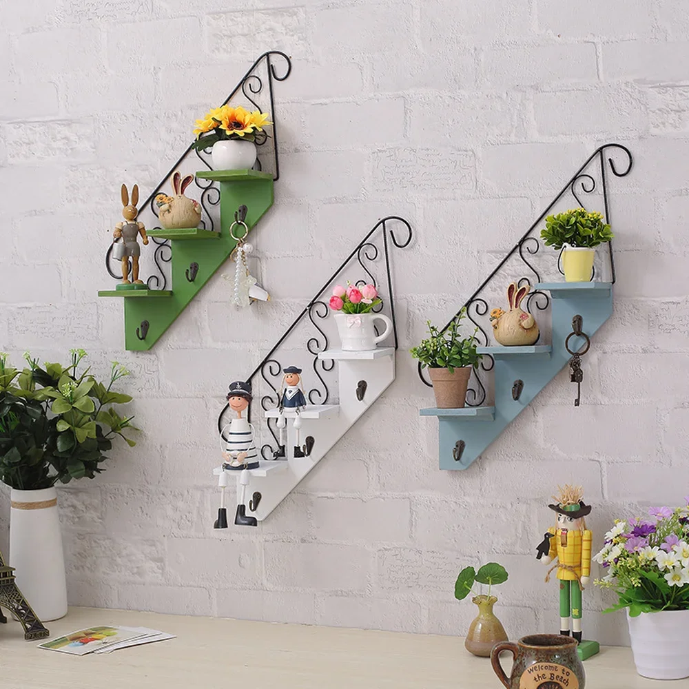 Scandinavian Wind Restaurant Wall Decoration Hanging Hook Shelf Iron Flower Pot Staircase WJ916