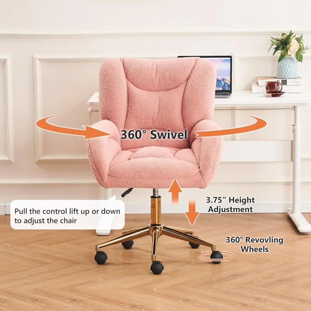 كرسي مكتب منزلي من القماش المخملي، كراسي مكتب مريحة قابلة للتعديل 360 درجة °   كرسي مهام الكمبيوتر المنجد الدوار لغرفة المعيشة تشا