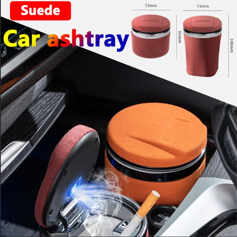 

Portable Car Suede Ashtray With Blue-Ray LED Light Creative Ceramic Ashtray Cigarette Holder Car Accessories For All car models