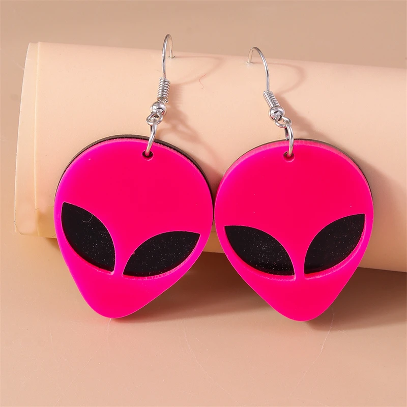 Cartoon-Alien-Tropfenohrringe für Frauen, lustige geometrische baumelnde Ohrringe für Mädchen, Party, Urlaub, Schmuck, Geschenke – Detail 5