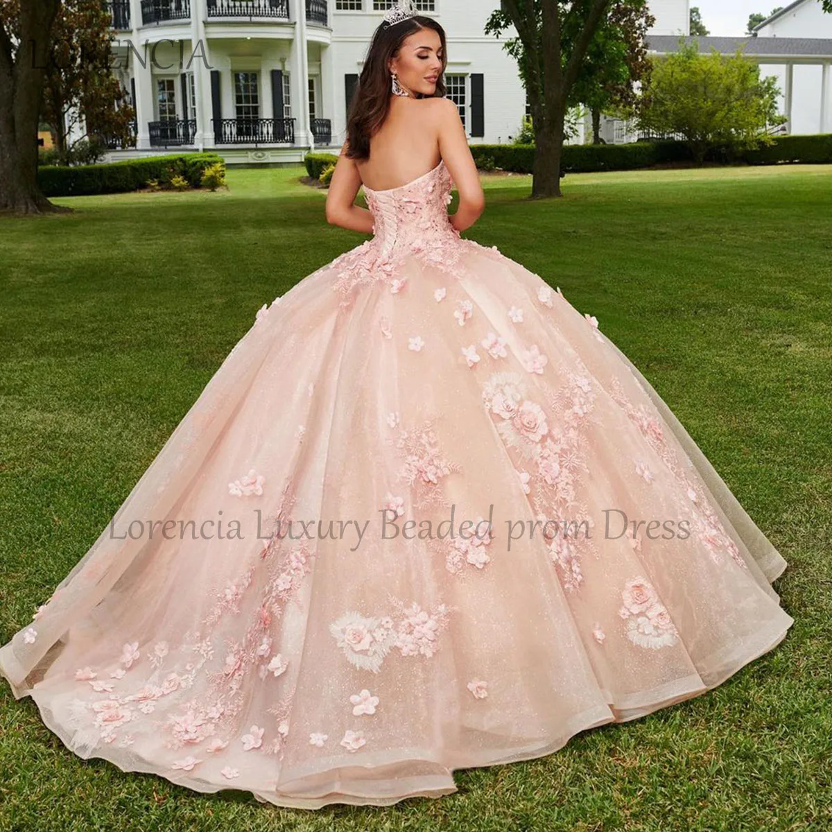 Robes de Quinceanera mexicaines roses, robe de Rh, 16 robes douces, appliques de perles, dentelle, 15e robe de soirée formelle, 2024