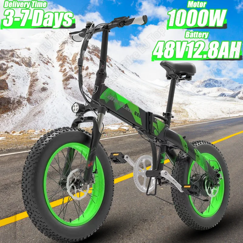 Ebike Folding 1000W 12.8AH Hidden Lithium Battery 20*4Inch Fat Tire Electric Bike Hydraulic Disc Brake Mountain Electric Bicycle