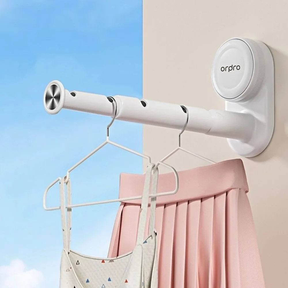 

Retractable Clothes Drying Rack Adjustable Length Foldable Clothes Hanger Organizer Suction Cup Installation Space Saving