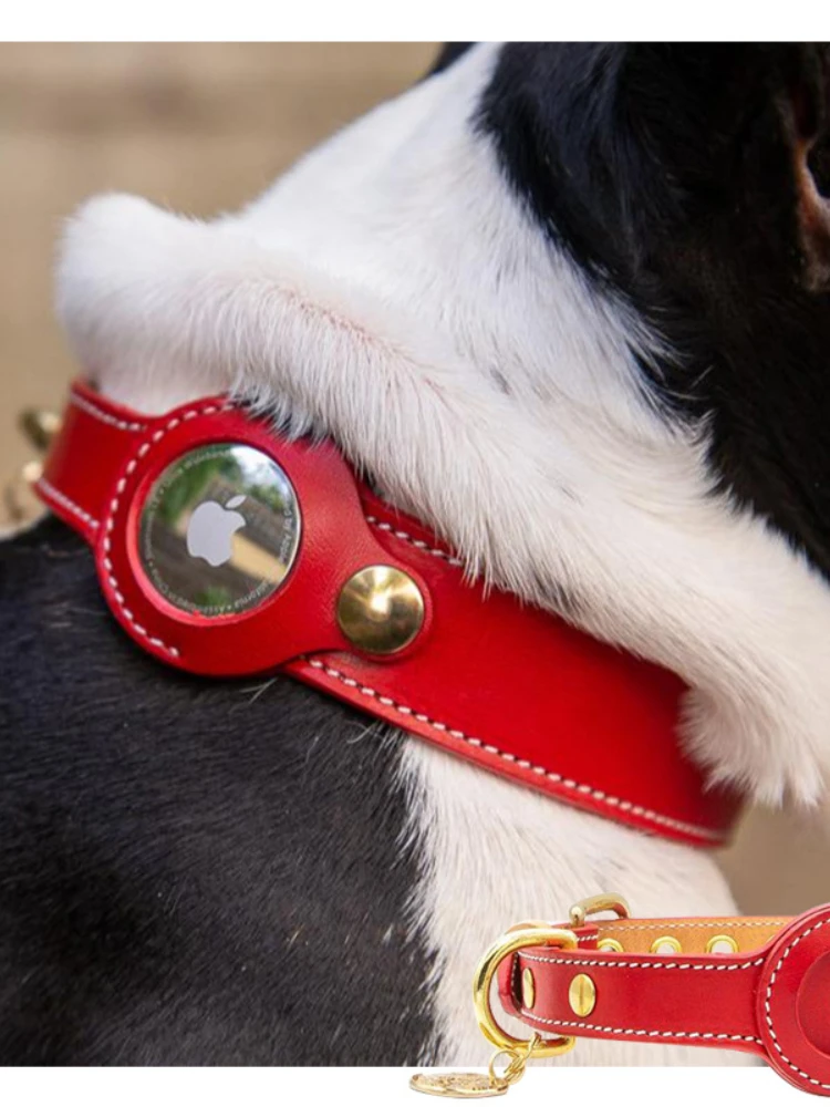 

Cross border Pet Anti loss Apple Airtag Tracker Collar Dog GPS Positioning Collar Protective Leather Case