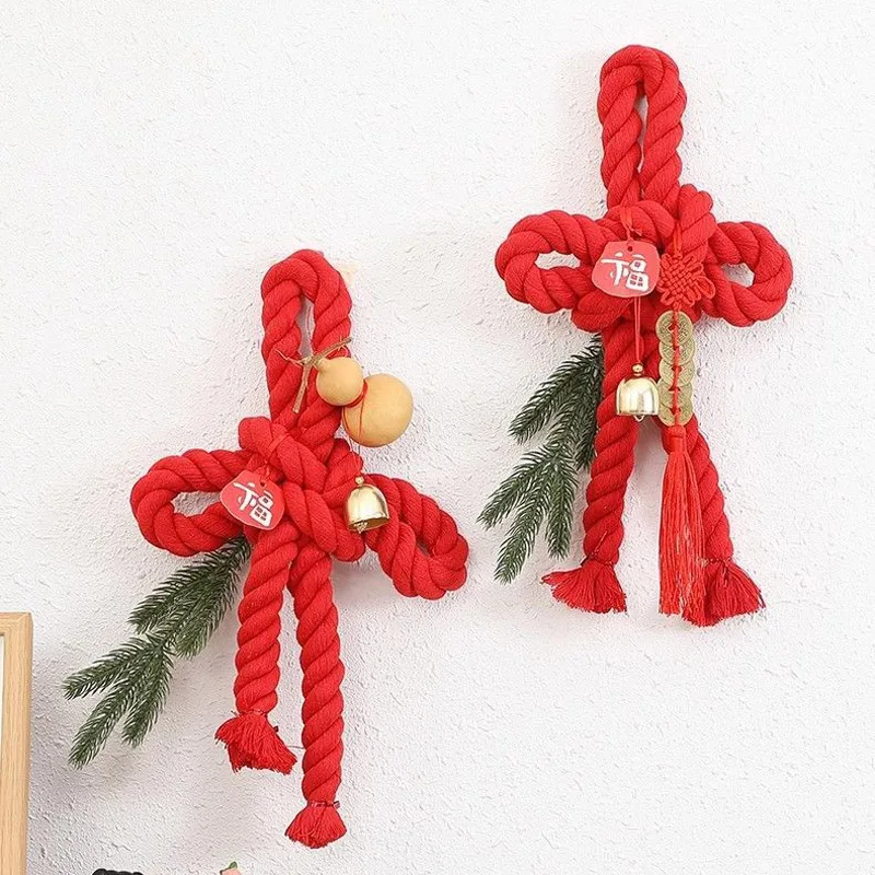 Various Styles New Year's Simple Chinese Knot Pendant Spring Festival Door Handle Pendant Red Decoration Supplies