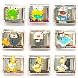 2024 New Women's Fashion Cute Frog Italian Charms Links Beads Fit 9mm Stainless Steel Bracelet Making Jewelry