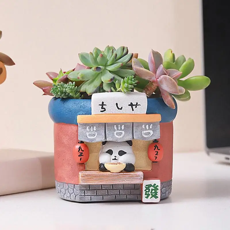 Petits pots succulents en résine de dessin animé mignon, jardinière compacte pour plantes succulentes, pot de fleurs