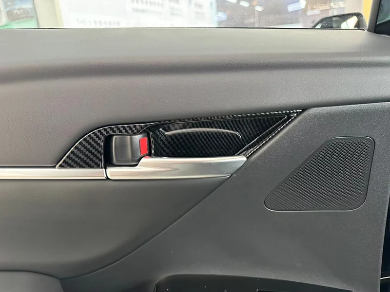 Nine Generation Carbon Fiber Style Inner Door Handle Cover Catch Bowl Trim Insert Bezel Frame Garnish For Toyota Camry 2024 2025