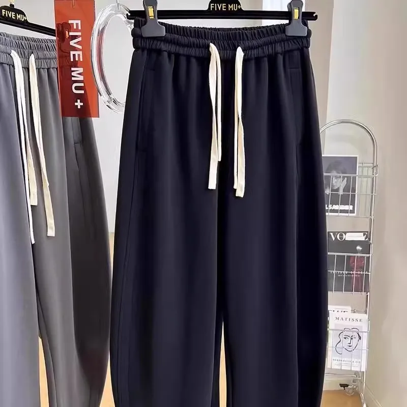 

Очень большие мужские прямые спортивные брюки 300 Pou со свободной талией, широкие спортивные штаны с широкими штанинами, осень-зима