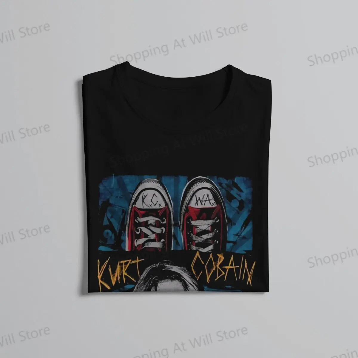 Tops 100% Cotton Fun Fashion Kurt Cobain Guitar Men\'s and women\'s T-shirts  Short sleeved fun print