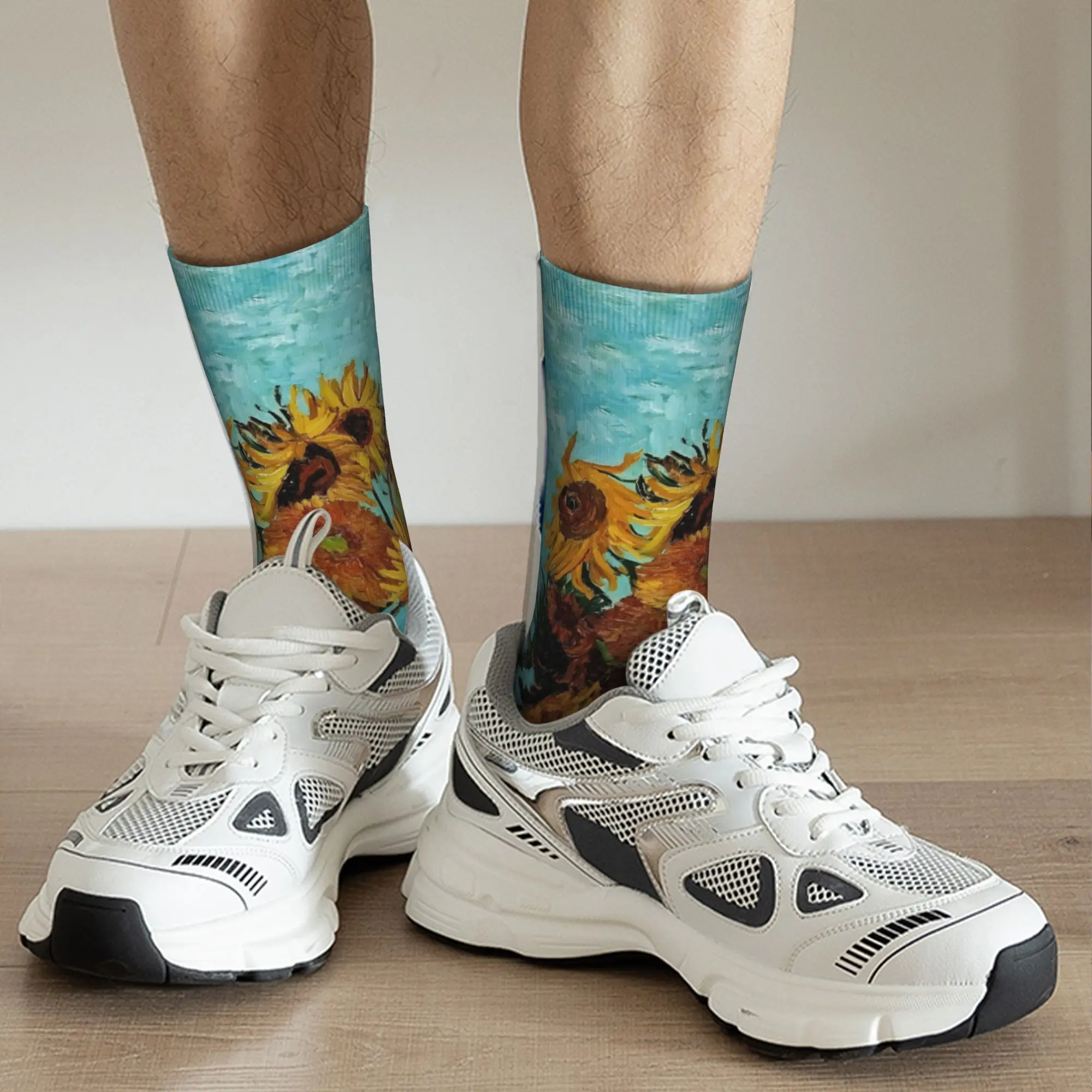 مخصص الجدة الرجال فنسنت فان جوخ اثني عشر عباد الشمس في فستان زهرية الجوارب للجنسين الدافئة تنفس ثلاثية الأبعاد المطبوعة طاقم الجوارب #4