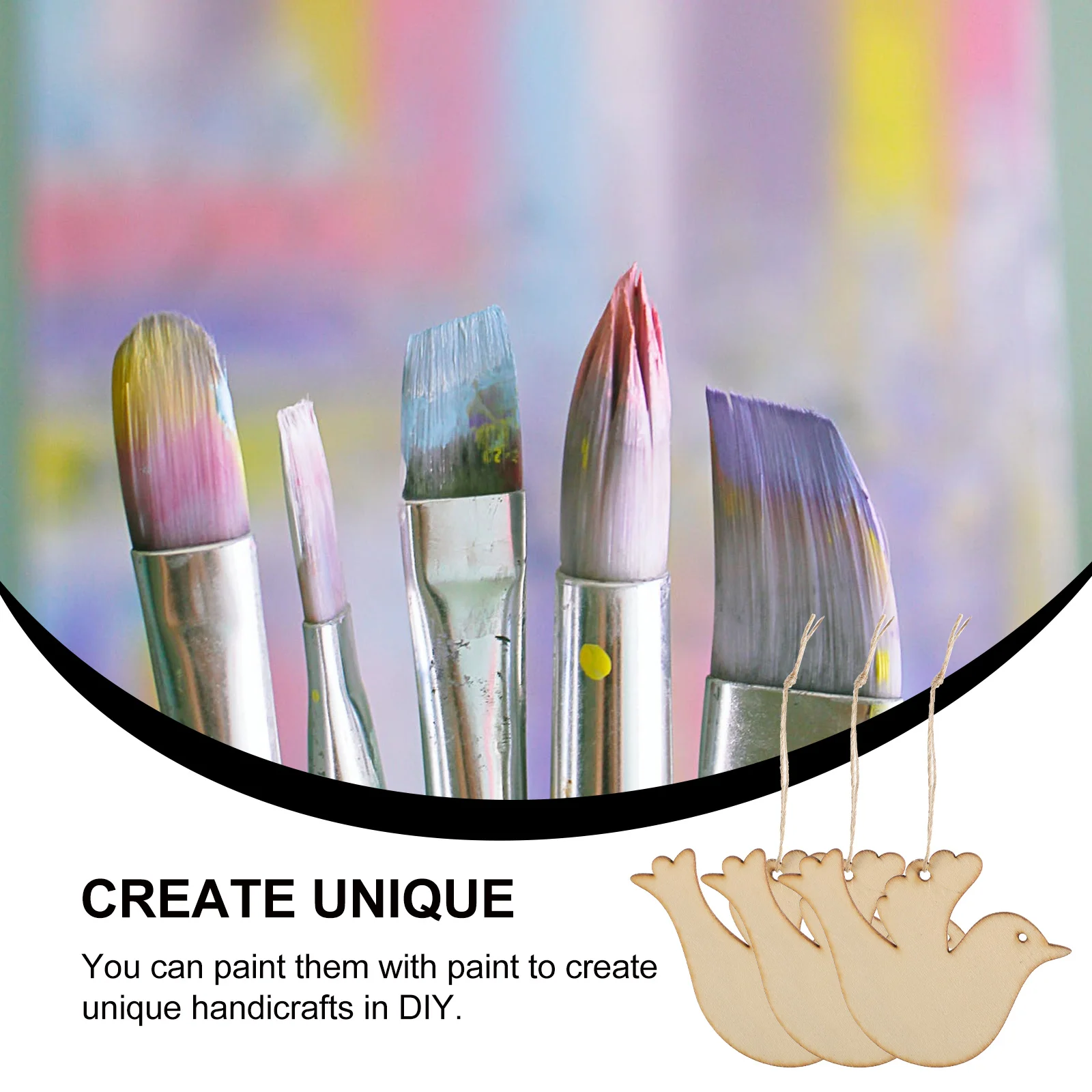 

50pcs Wooden Christmas Bird Ornaments Unpainted Diy Wood Cutouts For Kids Painting Craft Holiday Decor Semi-Finished Wood Slices