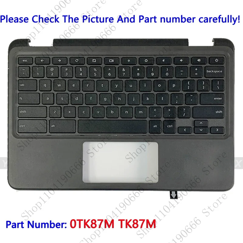 

Компоненты ноутбука 0TK87M TK87M Новый для Dell Chromebook 3100 2-в-1 Подставка для рук Клавиатура США KB Безель.