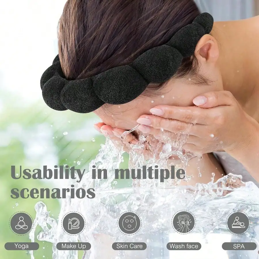 

Пушистая тканевая повязка на голову для умывания, макияжа, ухода за кожей, спа-процедур, йоги, набор из 2 штук