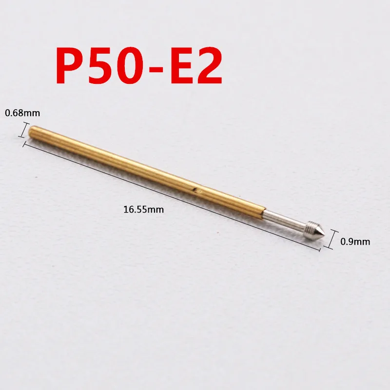 100PCS/Pack P50-E2 Test Probe Conical Needle Tube Diameter 0.68mm Length 16.55mm For PCB Pogo Pin